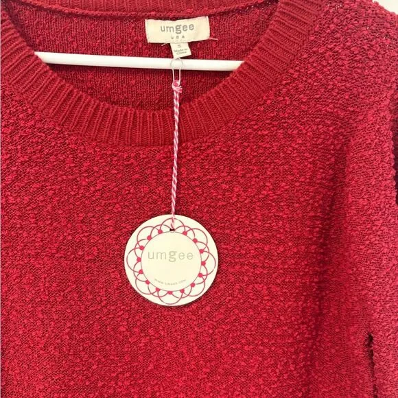 NWT Umgee Red Knit Sweater Dress – Long Sleeve Crewneck size Small - Picture 4 of 4